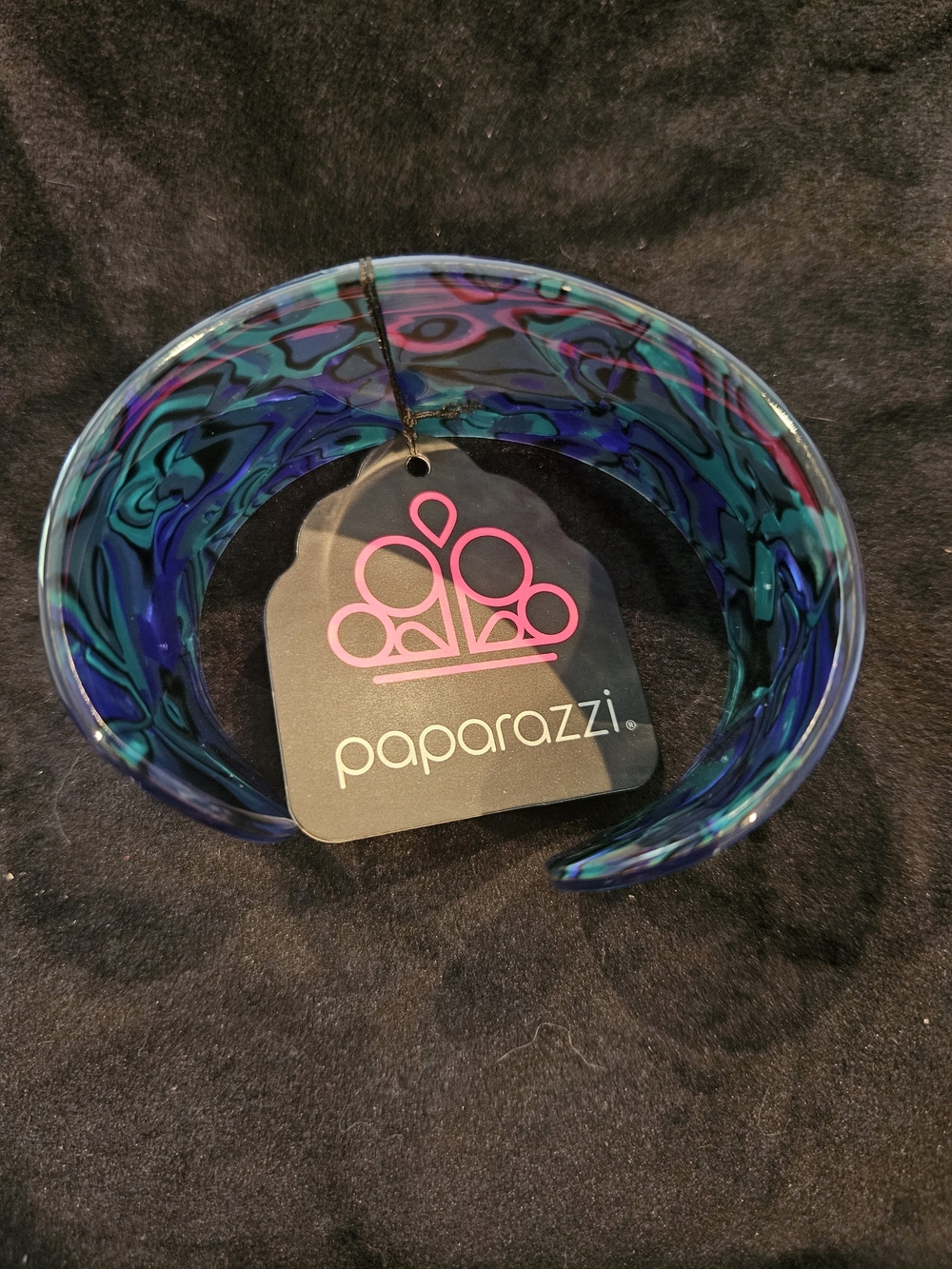 Paparazzi Swirled Resin Cuff Bracelet — Teal & Purple